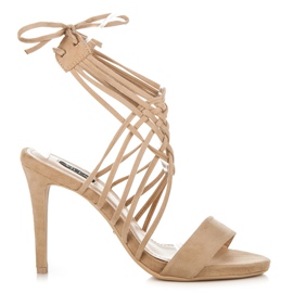 Vices Högklackat mocka med bindning beige