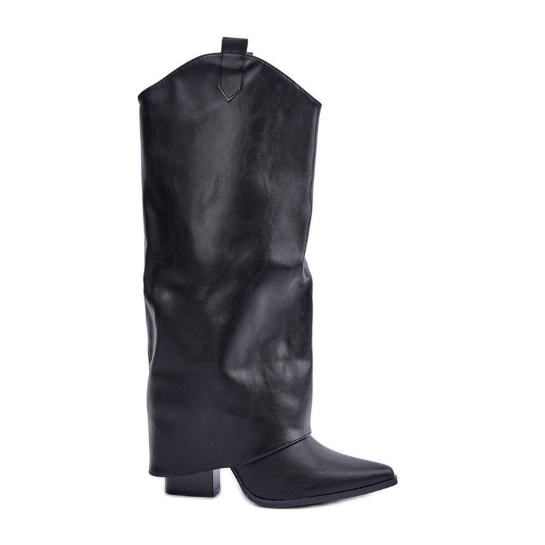 Slip-on boots med uppvikt ovandel på häl, svarta