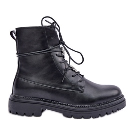 Isolerade ankelboots med snörningsnålar, svarta