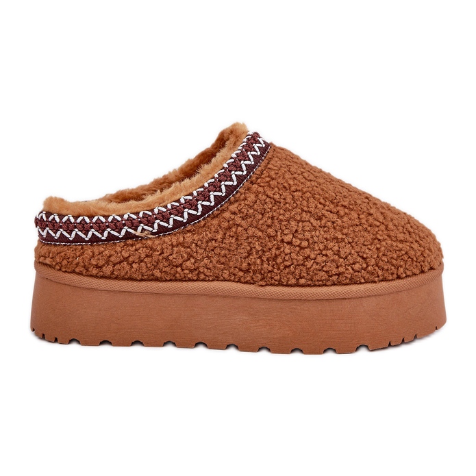 Camel Fårskinn Plattform Snow Boots Med Päls brun