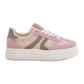 Damsneakers med flätad plattform Rosa/flerfärgad
