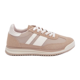 Låga sneakers för kvinnor, beige sneakers