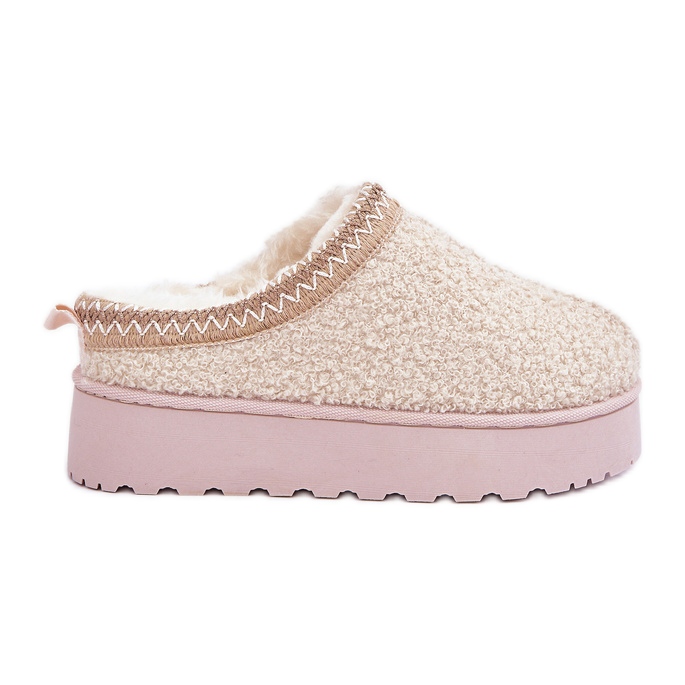 Snöskor för kvinnor med broderi, ljusbeige