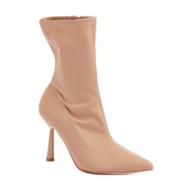 Beige högklackade ankelstövlar för kvinnor