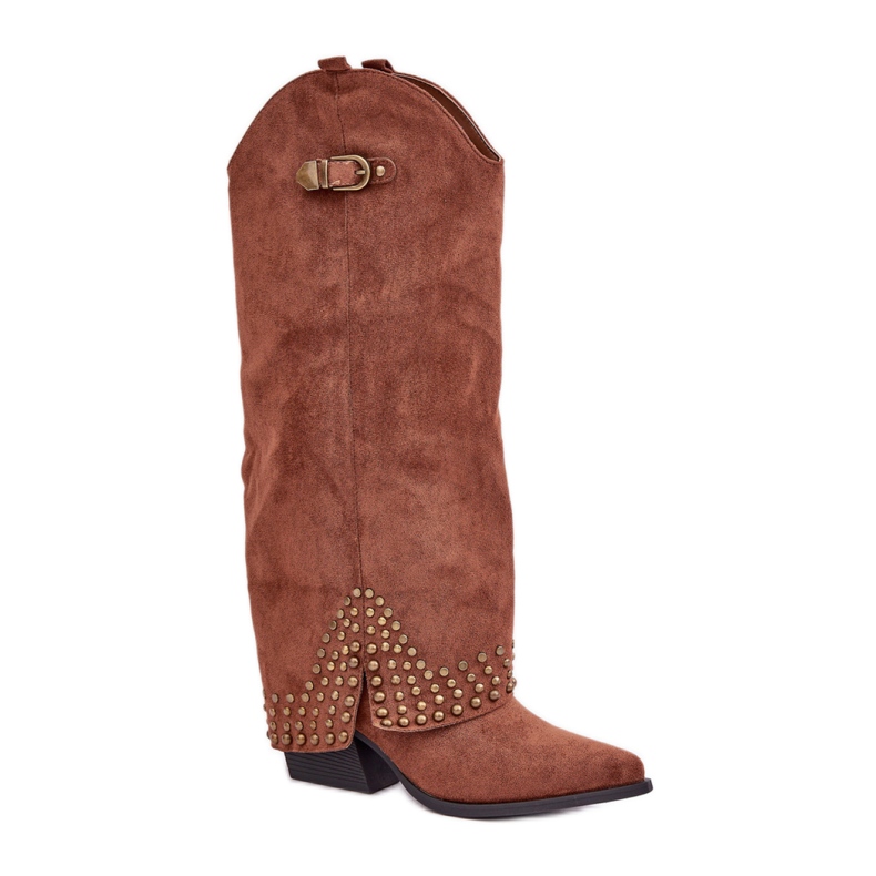 Bruna damstövlar med en dekorativ ovandel