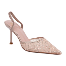 Modell Berilae B1639-202 Gold Glitter höga klackar - Step in style gul