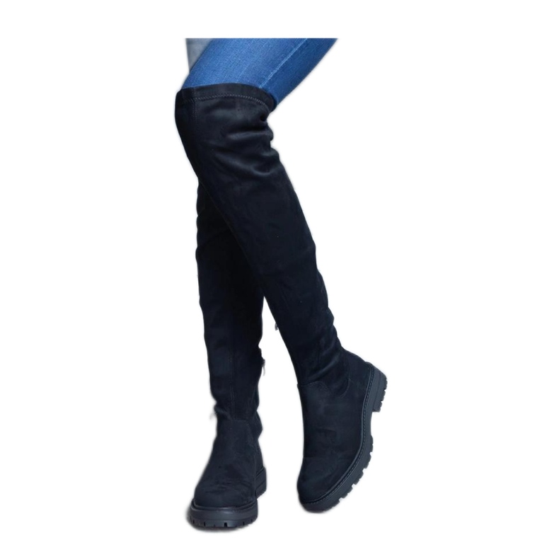 Svarta långa stövlar med platt sula från Tromi - Solea