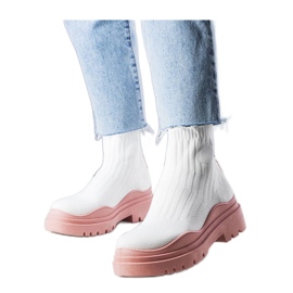 Vita sockboots med rosa sula Cali - Solea
