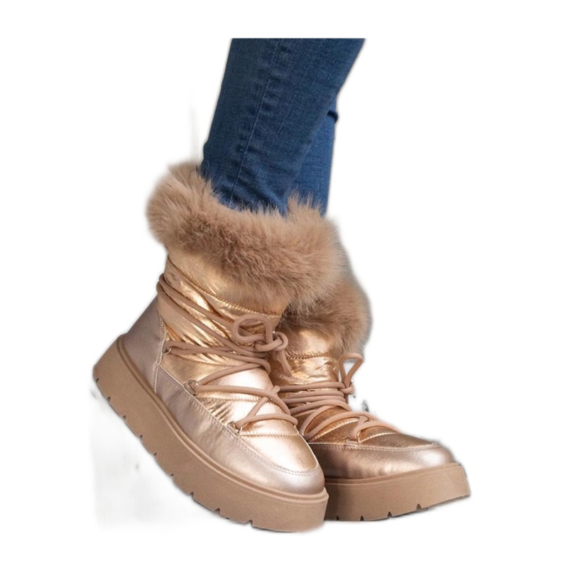 Beige isolerade snöstövlar med päls Arilla - Solea