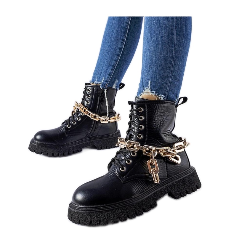 Svarta stövlar med kedja Bowling - Solea