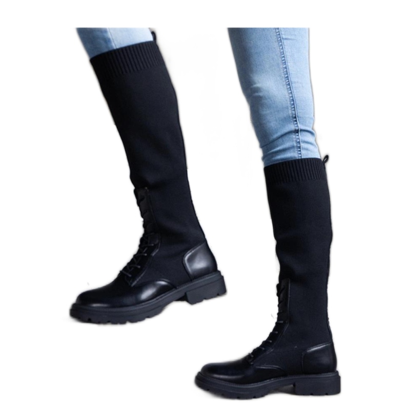 Svarta slip-on boots med elastiskt material ovandel Luana - Solea