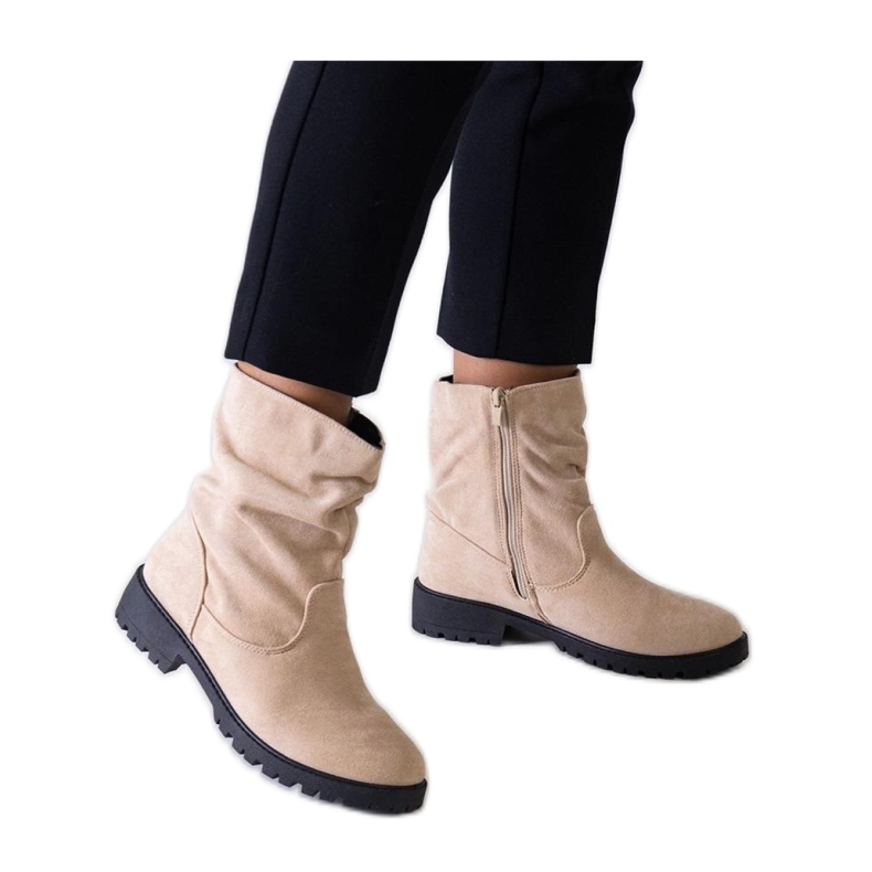 Beige volang stövlar av ekomocka Hinda - Solea