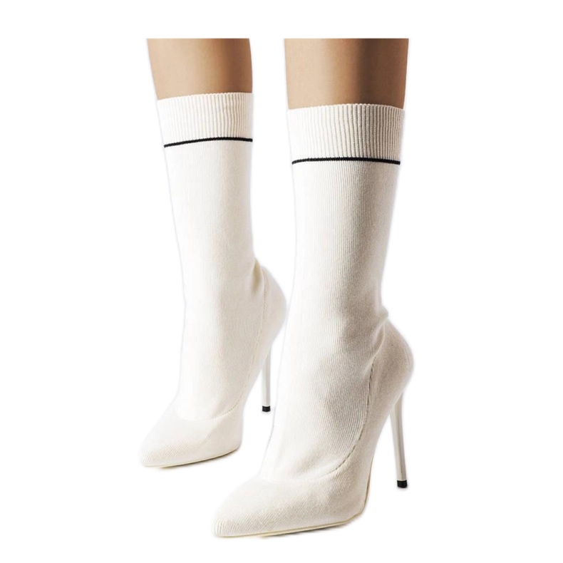 Vita ankelstövlar med hög klack Pelletier - Solea