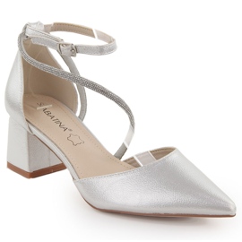 Silver Sabatina spetsiga damsandaler med cubic zirconia