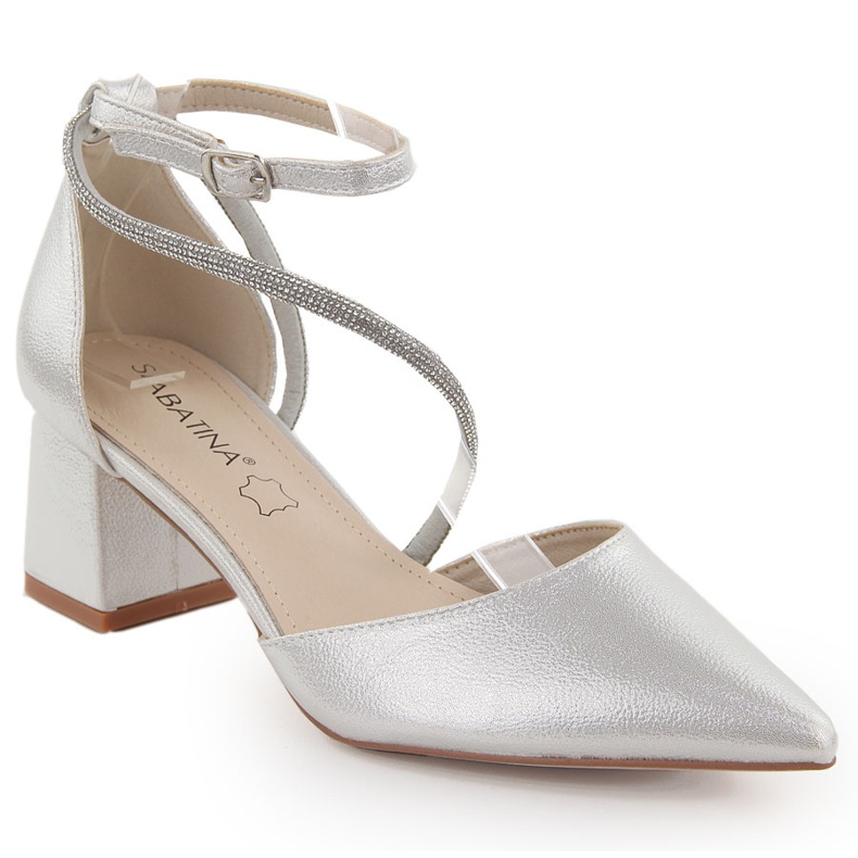 Silver Sabatina spetsiga damsandaler med cubic zirconia silver-