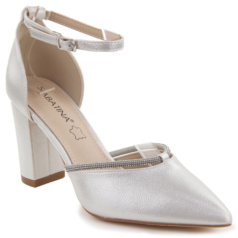 Sabatina Damsandaler med spetsiga tår med silverzirkoner silver-