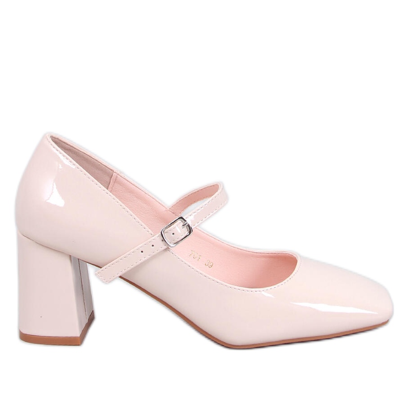 Mary Jane pumps med hög klack i beige stil