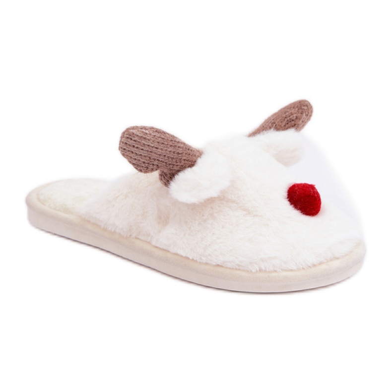 Damtofflor med renmotiv vit