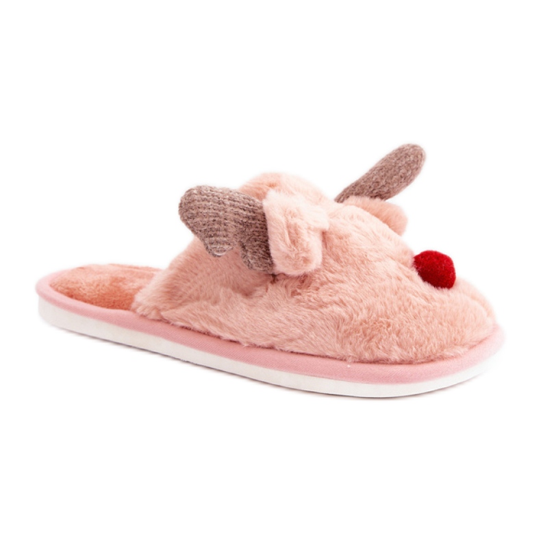 Damtofflor med renmotiv rosa