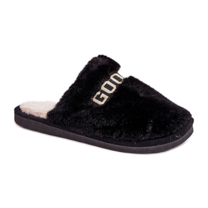 Damtofflor gjorda av mjuk päls svart