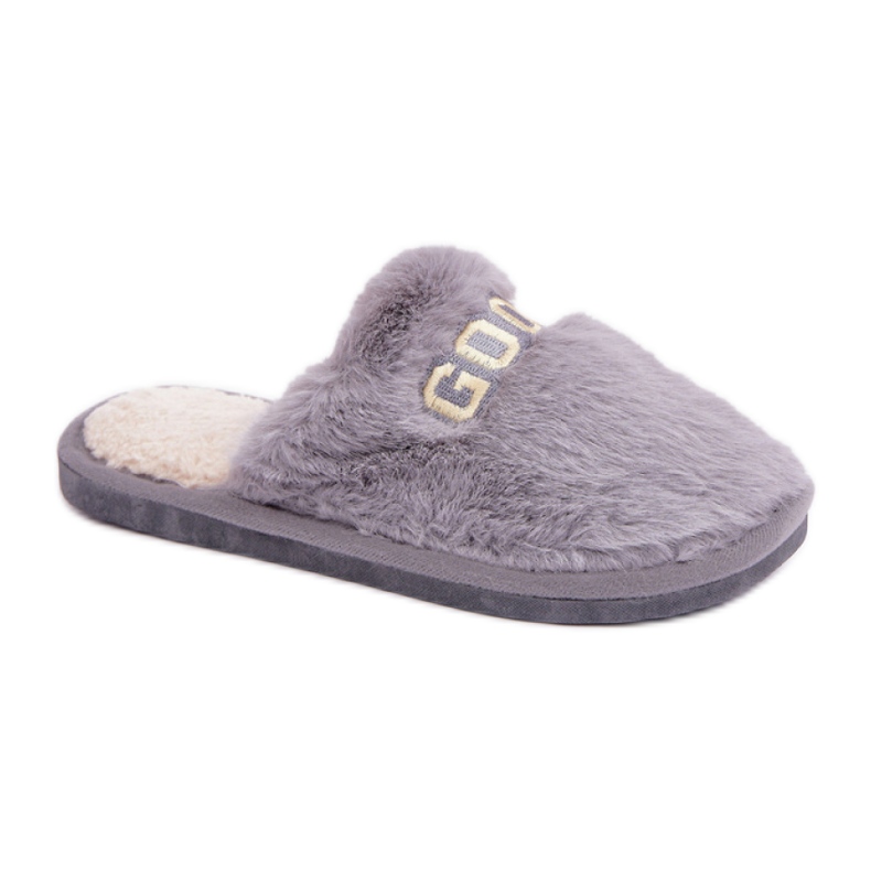 Damtofflor gjorda av mjuk päls grå