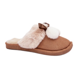 Damtofflor med mjuk kamelpäls brun
