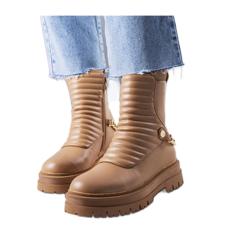 Beige isolerade ankelboots med kedja från Pareda - Solea