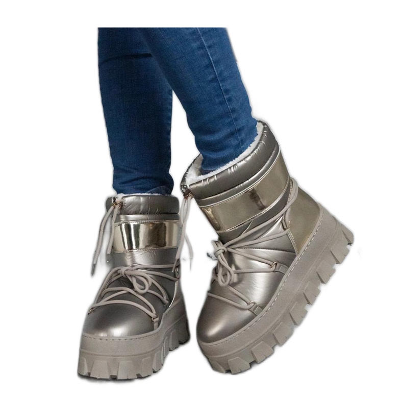 Guld plattform snöstövlar med målade Losta - Solea-inlägg