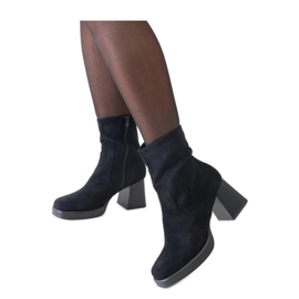 Svarta ankelboots med fyrkantig tå, eko-mocka