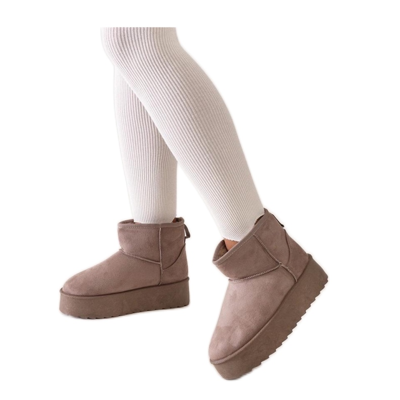 Mörkbeige casual snökängor med hög plattform