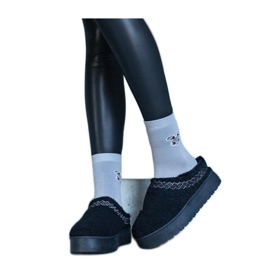 Plattformssnöskor med broderat mönster svart