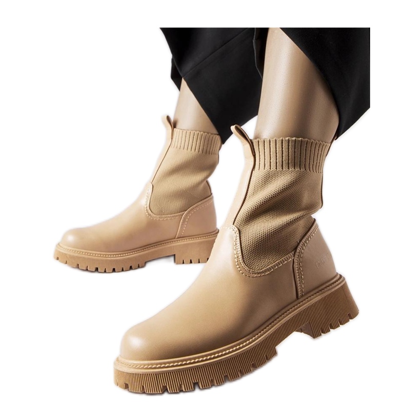 Beige stövlar i ekomocka Big Star