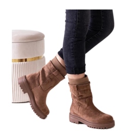 Bruna slip-on ankelboots med strumpa