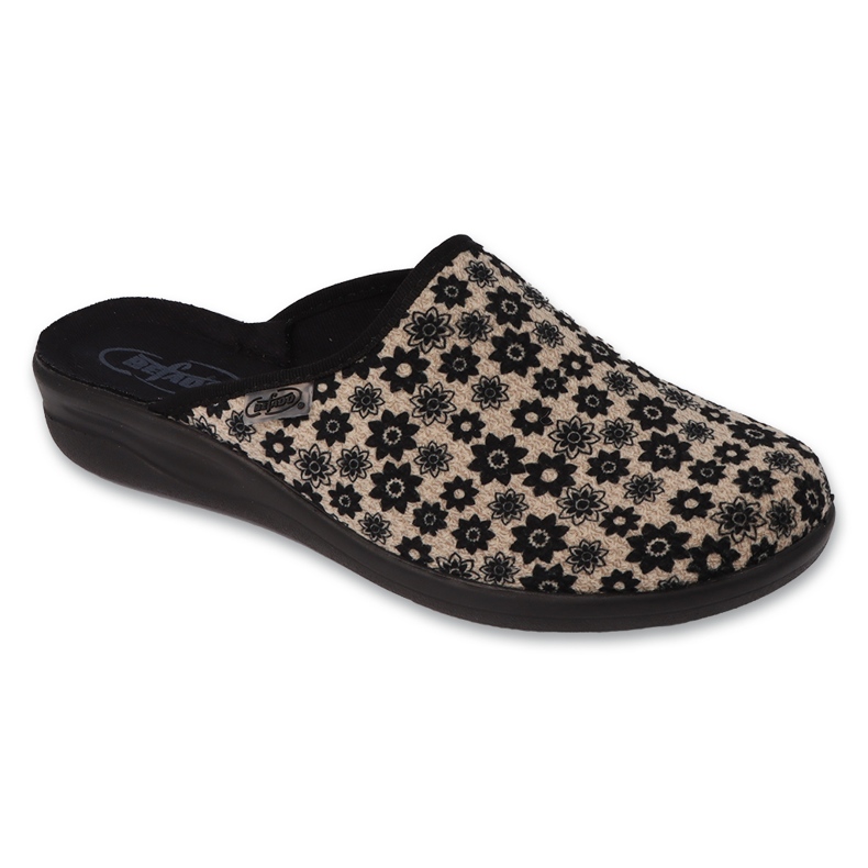 Befado damtofflor, pu 551D002, beige med blommor