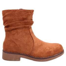 Camel boots med volang ovandel brun