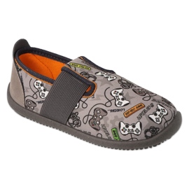 Befado barntofflor, läderinlägg, elastisk botten, 901Y021, grå