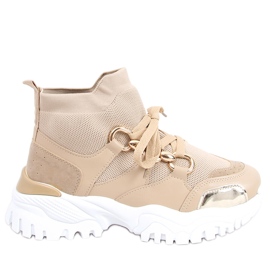 Sneaks sneakers för beige kuber/khaki med gyllene dekorationer