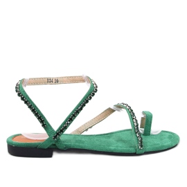 Kvinnors sandaler flip -flops med zirkoner gröna