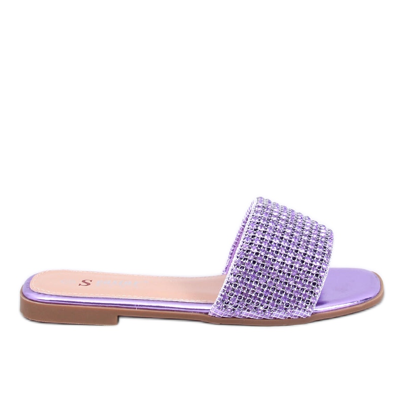 Kvinnors flip flops med lila zirkoner violett