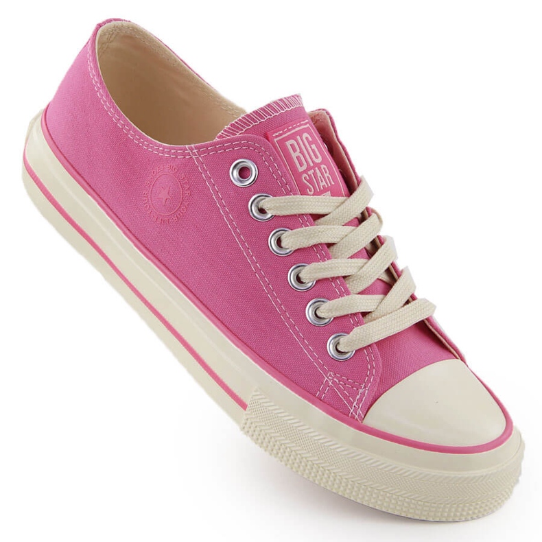 Låg-top textilsneakers för kvinnor, rosa Big Star NN274271
