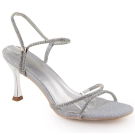 Potocki Högklackade damsandaler i silver med zirkoner LE20326