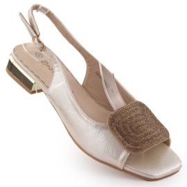 Eleganta damsandaler med guld zirkon dekoration Potocki WS43314 gyllene