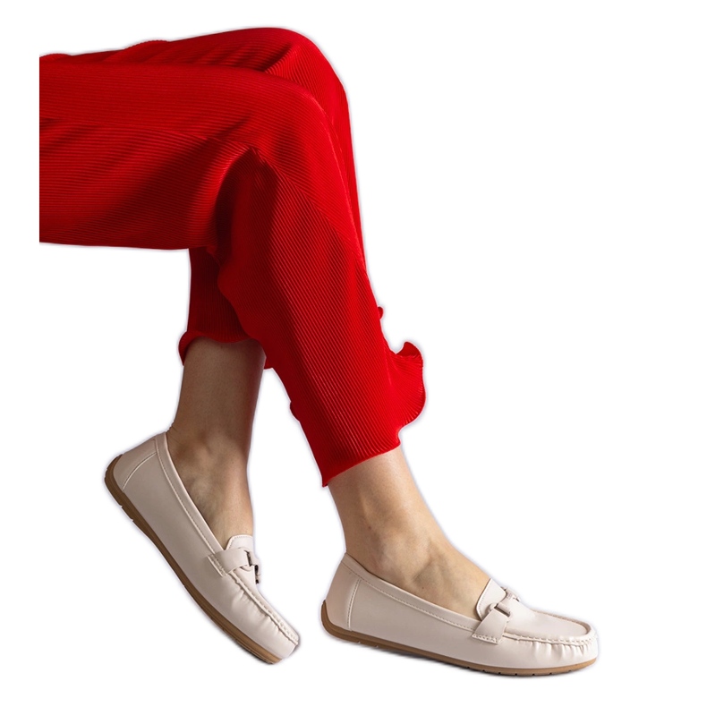 Beige Classic Eco Leather Loafers med en prydnad