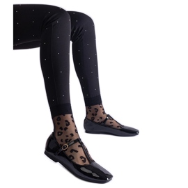 Svarta patenterade balettlägenheter med bälte