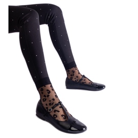 Svarta balettplattor med patenterad tå och knäpps med spänne