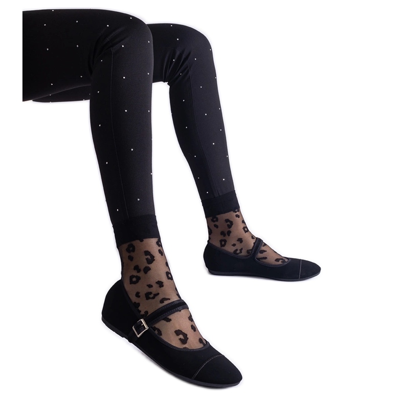 Svarta balettplattor med matt finish, knäppta med ett spänne