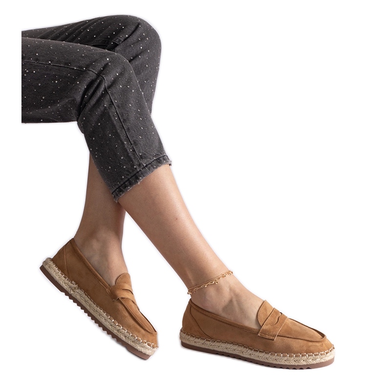Caramel glidande espadrilles på plattformen brun