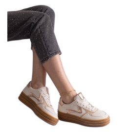 Beige sneakers med gummisula