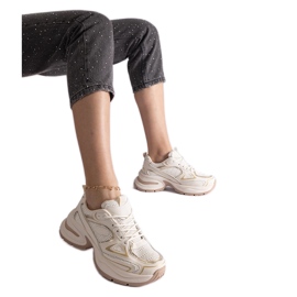 Beige sneakers med massiv sula