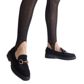 Black OpenWork Loafers med Eco Suede med en skjutning svart
